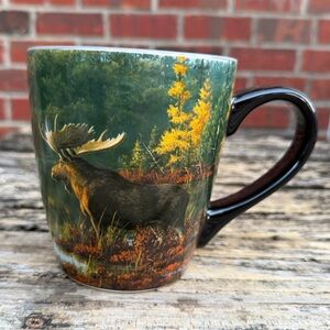 Bass Pro Shops Discontinued Loner Moose Panoramic We All Live Downstream Mug F4